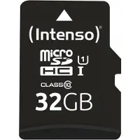 Intenso 3424480, 32 GB, MicroSD, Luokka 10, UHS-I, Class 1 (U1), Lämmönkestävä, Iskunkestävä, Vesitiivis, Röntgensäteenkestävä