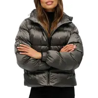 Superdry Hooded Luxe Sports Puffer - Black - L
