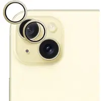 EPICO Aluminium Lens, iPhone 15 / 15 Plus -kameran linssinsuoja, Keltainen