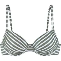 Venice beach Bikinitoppi 'Summer' tummanvihreä / valkoinen
