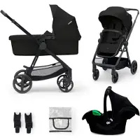 Kinderkraft 3-i-1 NEWLY Yhdistelmävaunut Travelsystem, Classic Black