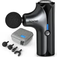 Renpho MINI Massage Gun, Hierontavasara, Selkä, Universaali, Musta, Painikkeet, 4 pää(t), 3200 RPM (PEU-RP-GM173-BK)