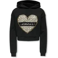 ONLY Kogcooper Life Heart Ls Hoodie Swt Noos - Black - 110-116