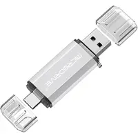 Mtp Products MICRODRIVE 64GB 2-in-1 USB 2.0 / USB-C-muistitikku - valkoinen