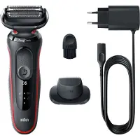 Braun Series 5 51-R1200S märkä- ja kuiva-ajoon -parranajokone, musta ja punainen