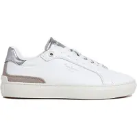 Pepe Jeans for woman. PLS000007 Camden Cold Leather Sneakers white (40), Flat, 1 to 3 cm, Laces, Casual