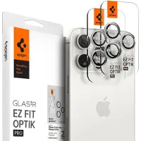 Spigen iPhone 15 Pro/iPhone 15 Pro Max Kameran linssinsuojus GLAS.tR EZ Fit Optik Pro 2-pakkaus White Titanium