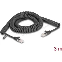 DeLOCK – RJ45 Coiled Cable male to male Cat.5e 3 m black (87994)