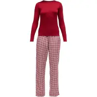 Hunkemoller Pj Set Ls Top Twill Check - Red - XS