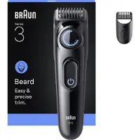 Braun Series 3 BT3500 märkä- ja kuiva-ajoon, johdoton, ladattava -partatrimmeri, musta ja sininen