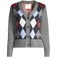 Gant Argyle V-Neck Cardigan - Black - S