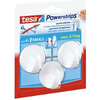 TESA koukut PowerStrips Small Circle valkoinen, 3 kpl.