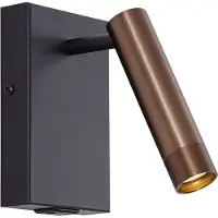 QAZQA Moderni seinävalaisin musta tummalla pronssilla säädettävä USB-C:llä - Croft