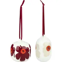 Marimekko Unikko Ornament 2 Pcs - Burgundy - ONE SIZE