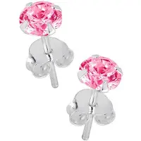 Lykken Casuals hopeakorvakorut pinkki zirkonia 8 mm