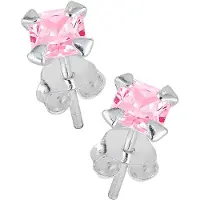 Lykken Casuals hopeakorvakorut pinkki neliö zirkonia 6 mm