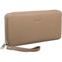 Aarni hirvennahkainen Clutch-lompakko hopeisella vetoketjulla Hiekka