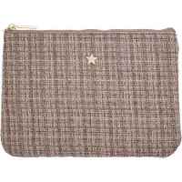 Dark Tweed Small Pouch Warm Taupe
