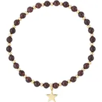 Dark Stone Bead Bracelet With Gold Beads & Maroon 4mm