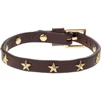 Dark Leather Star Stud Bracelet Mini Maroon
