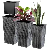 Hobby Hall Setti 3 x kukkaruukku Kukkaruukun sisäosa rottinkigrafiittia 68cm