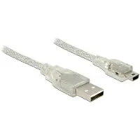 DeLOCK 5m, USB2.0-A/USB2.0 Mini-B, 5 m, USB A, Mini-USB B, USB 2.0, Uros/uros, Läpinäkyvä (83909)