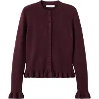 Mango Ruffle Knit Cardigan - Burgundy - M