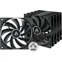 Arctic Cooling P12 PWM PST RGB 0dB 120 mm Kotelotuuletin 5 kappaleen pakkaus Musta