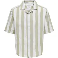 Only & Sons Onstes Rlx Ctn Slub Stripe Ss Shirt - Green - L