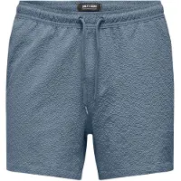 Only & Sons Onsted Life Solid Seersucker Swim Noos - Blue - XXL