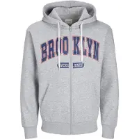 Jack & Jones Collegetakki 'Bradley' tummansininen / meleerattu harmaa / punainen