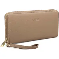 Aarni hirvennahkainen Clutch-lompakko kultaisella vetoketjulla hiekka
