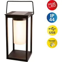 Näve Aurinkokäyttöinen LED-lyhty 3180922 3180922, himmennettävä, Musta, Alumiini