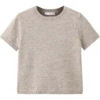 Mango Short-Sleeved Knitted Sweater - Grey - S