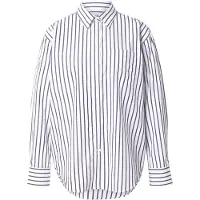 Gant for woman. 4300239 Relaxed Fit classic navy striped poplin shirt (36), Casual, Cotton, Long sleeve