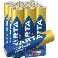 Varta LONGLIFE Power AA, Kertakäyttöinen akku, AA, Alkali, 1,5 V, 10 kpl, 143,6 mm (04906121761)