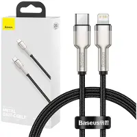 Baseus Cafule Metal USB-C - USB Lightning kaapeli 25cm 2.4A - musta