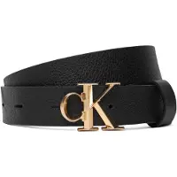 Calvin Klein Vyö 'Pebble Grain Monogram Buckle' musta