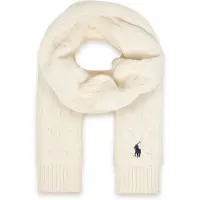 Ralph Lauren unisex. 323953206005 Cable knit white cotton scarf (L/XL), Casual