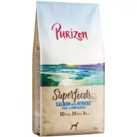 Purizon 12kg Superfoods lohi, silli, herneet ja granaattiomena koiran kuivaruoka
