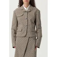 Ganni Flock Check Suiting Blazer - Beige - 36