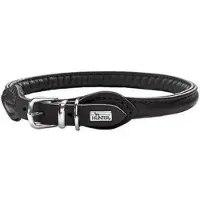 Hunter - Hundhalsband Round & Soft Svart M 50 - Halsmått 41-46cm - Koirat - Kaulapannat