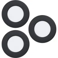 Eglo connect LED-uppovalaisin Fueva 6-Z, musta, 3 kpl:n sarja himmennettävä, Musta, Olohuone/ruokailutila, Synteettinen materiaali, Moderni
