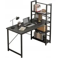 Rebiko Loft-tietokonepöytä, musta teollinen, hyllyillä, 120 cm