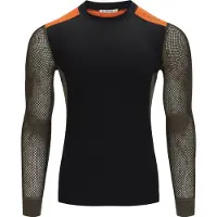 Aclima Men's WoolNet Hybrid Crew Neck Jet Black/Tarmac/Gold Flame Kerrasto yläosat L