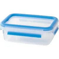 EMSA Clip & Close food container, 0.55 l, transparent with blue lid, BPA-free airtight container for the fridge and freezer, microwave-safe, and trave (3100508538)