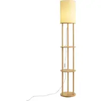 QAZQA Moderni lattiavalaisin puu beige-varjostimella - Stojon