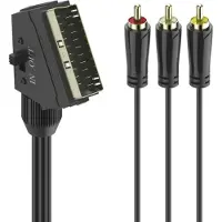 Hama SCART – 3x RCA -ääni/video-adapterikaapeli, jossa kaksisuuntainen, 1,5 m, musta