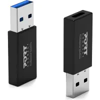 Port Designs USB-A – USB-C -sovitin, 2 kpl, musta