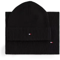 Tommy Hilfiger Th Flag Beanie & Scarf Gp - Black - ONE SIZE